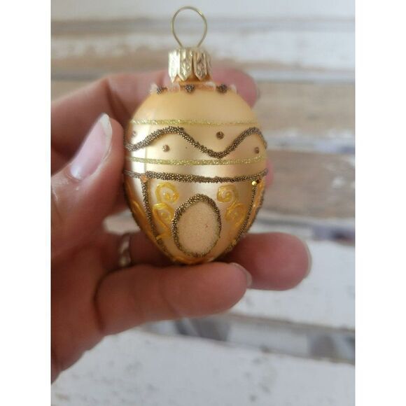Gold sparkle fancy mini egg ornament access tree - Picture 5 of 7